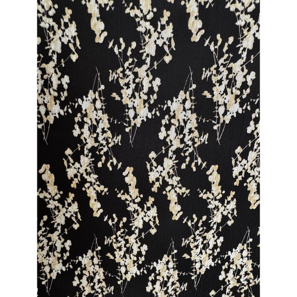 Kaileigh women black Tan Floral Short Sleeve Blouse Keyhole Neck Office Career M - Picture 5 of 8